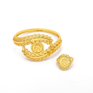 Bộ nhẫn và vòng tay mạ vàng 24k phong cách cổ điển bằng đồng thau, thiết kế mắt thời trang, quà tặng cưới, khuyến mãi JXX Dubai Ả Rập Xê Út - Product Image 1