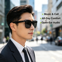 Gafas de Sol Inteligentes con Diseño Abierto, Traducción IA en Tiempo Real, Música y Llamadas Manos Libres, Batería Dual V6.0, Control Táctil