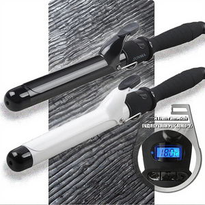 Fer à boucler automatique professionnel en céramique ionique avec écran LCD et fil chauffant PTC rotatif à 360 degrés pour usage commercial - Product Image 1
