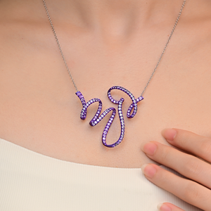 New Collection Fine Jewelry Wholesale 18K Solid Gold Chain Natural Purple Sapphire & Spinel Titanium Pendant <b>Necklace</b> For Women - Product Image 4