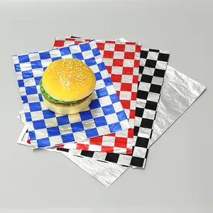 Custom Logo 12X12 "Deli Aluminium Kussen Geïsoleerde Folie Honingraat Burger Sandwich Wrap Vellen Pakket Laminaat Papier Voor Voedsel