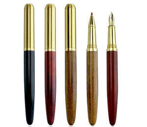 Lasergravierter Füllfederhalter aus Holz – Mahagoni, Messing, Palisander, Ebenholz, Sandelholz – 1,0 mm Schriftbreite – Personalisierbarer Logo-Signatur-Stift - Product Image 1