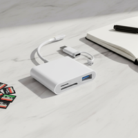 Adaptador Multifunción Tipo C Compatible con Tarjetas SD, TF y USB, Compatible con iPhone, Teléfonos Android, Cámaras, Computadoras, Lector de Tarjetas