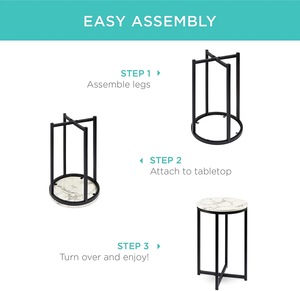 Stylish Metal Frame Coffee <b>Table</b> with Small Marble Top Modern Decorative Accent <b>Side</b> <b>Table</b> for Hospital Home Decor Statement - Product Image 5