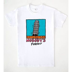 เสื้อยืด Nobody's Perfect สีขาว ลายกราฟิก สำหรับผู้ใหญ่ ไซส์ M - Product Image 1