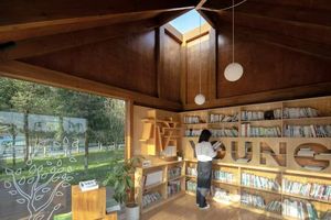 Biblioteca della comunità in legno con tetto Multi-timpano e vetro-legno Design centro culturale casa per uso comunitario - Product Image 5