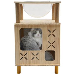 Arbre à chat Frenesi en bois massif de 24 pouces pour chatons, tour compacte pour chat avec poteau à gratter et perchoir confortable pour chats d'intérieur - Product Image 2