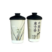 Style chinois 8/12 gobelet en papier à double paroi de taille personnalisée avec couvercle pour café jus lait thé eau bulle lait emballage