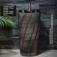 Évier sur pied en céramique de style moderne Lavabo extérieur monotrou sur pied pour cour balcon hôtel Égouttoir intégré