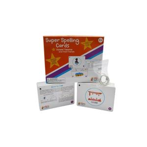 Mighty Readers Super Spelling Cards Vowel Teams Educational Flash Card Game for Kids Age 6+ with Erasable <b>Marker</b> Ring - Product Image 2