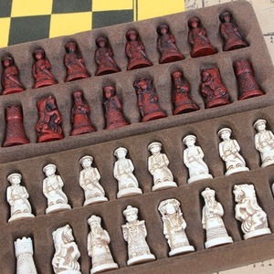 <span class=keywords><strong>Jeu</strong></span> <span class=keywords><strong>d</strong></span>'échecs <span class=keywords><strong>ancien</strong></span> Qing, pièces en résine imitation trompette sur un plateau en cuir, modèle de puzzle pour jeux de famille amusants - Product Image 6