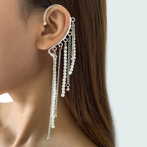 Ins Non Pierce <strong>Earring</strong> <strong>Cuffs</strong> Elegant Jewelry Imitation Pearl Tassel Long Pearl Chain Tassel <strong>Cuff</strong> <strong>Earring</strong> Clip-on <strong>Earrings</strong> - Product Image 4