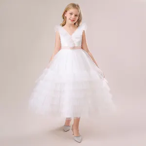 Mqatz Groothandel Prinses Meisjes Trouwbal Mooie Feestkleding Jurken Satijn Organza Bloem Meisje Jurk Voor Kind