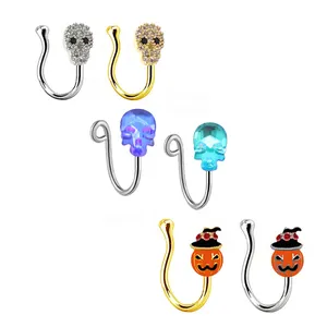 Gaby halloween nose cuffs cute nose ring pumpkin fake clip on nose non piercing jewelry for woman man