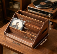 Boîte de rangement en bois pour DVD et CD, support de présentation pour cassettes, étagère organisatrice avec poignée de transport