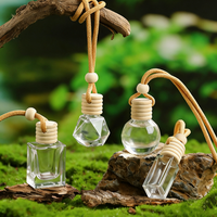 Diffuseur de parfum pour voiture en verre vide avec bouchon en bois et corde, vente en gros, personnalisé, 8 ml - 10 ml, transparent