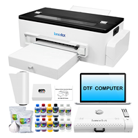Paquete de Impresora DTF A3 L1800 de un Solo Cabezal, Kits de Impresión CMYK+W 110/220V con Cortador, Horno, Consumibles y Laptop