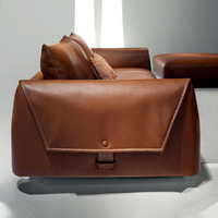 Canapé en cuir italien minimaliste pour salon, combinaison d'angle avec rangement