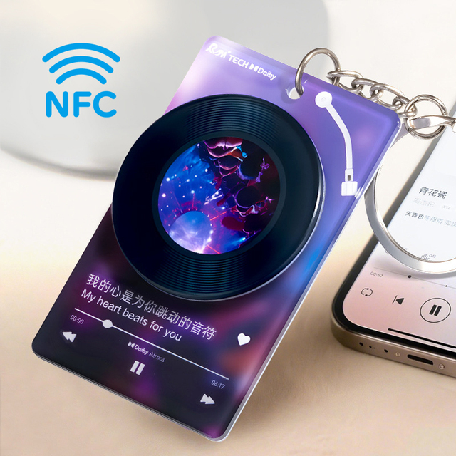 Professional Wholesale Custom NFC Rotatable KPOP Acrylic Keychain with Small Vinyl Music Record Pendant Tag
