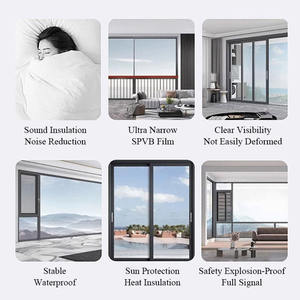 Fenêtre coulissante extérieure moderne, dessus arrondi, en alliage d'aluminium, design de grilles métalliques, forme arrondie, verre pare-balles, antivol, isolation thermique - Product Image 5