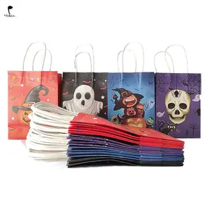 海伦定制任意图案牛皮纸袋，带手柄36个棕色环保礼品袋，用于零售礼品购物