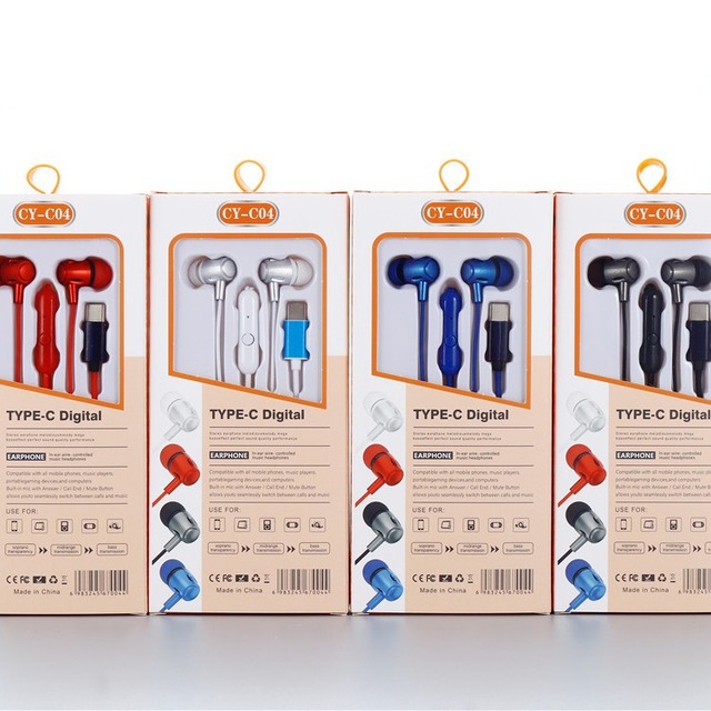 C04 Type-C Interface High Sound Quality In-Ear Wired Headset Android I15 Mobile Phone Silicone Material 1.2m Cord Exquisite High