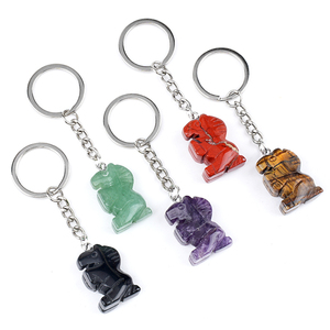 Llavero con Colgante de Caballo Pequeño y Lindo de Cristal de Ágata de <span class=keywords><strong>Jade</strong></span> Natural con Anillo de Aleación para Coche, Bolso, Llaves, Adorno Colgante, Decoración, Regalo - Product Image 2