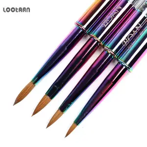 Hot Koop Rainbow Handvat 100% Kolinsky Haar Nail Acryl Gel Nail Brush Set Strass Tekening Schilderen Liner Brush
