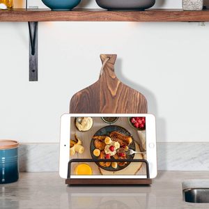 Support de livre de recettes pour comptoir de cuisine, support réglable <span class=keywords><strong>en</strong></span> <span class=keywords><strong>bois</strong></span> pour livre de recettes, support rustique pour iPad - Product Image 5