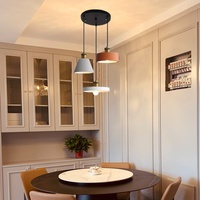 Lustre LED Moderne Simple en Fer Noir, Suspension Luminaire à 3 Couleurs Changeantes, Température de Couleur 3000K-6000K, Garantie 1 An