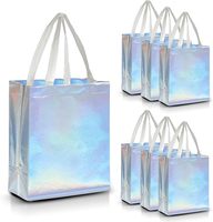Sac fourre-tout à provisions de luxe réutilisable à la mode avec logo personnalisé pour magasin de vêtements Non tissé laminé métallique au laser