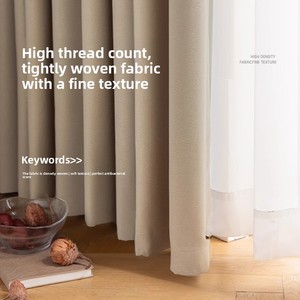 Neuer Taikoo Li Moderner Anpassbarer Cremefarbener Leinen-ähnlicher Umweltfreundlicher Verdunkelungsvorhang mit Stangeneinschub für Schlafzimmer & Büro - Product Image 3