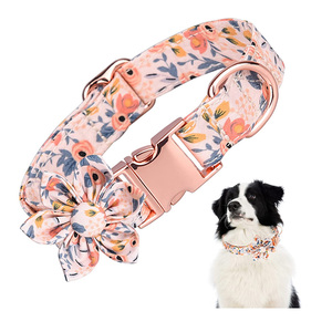 Accesorios para mascotas 2025 diseño ajustable gran mascota gato <span class=keywords><strong>Floral</strong></span> perro <span class=keywords><strong>Collar</strong></span> niña con lazo de flores - Product Image 1