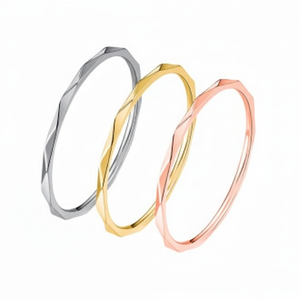 Silbanji giappone e corea semplice oro 18K molto sottile strass a forma di diamante anello di alta gioielleria per uomo e donna - Product Image 1