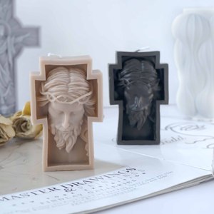 Bougie parfumée artisanale en cire de soja à la tête de Jésus, personnage européen de Pâques, best-seller, design géométrique moderne, aromathérapie - Product Image 2