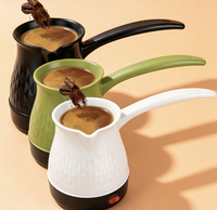 Cafetière électrique portable classique en acier inoxydable, interrupteur à une touche, chauffage uniforme pour un café turc facile