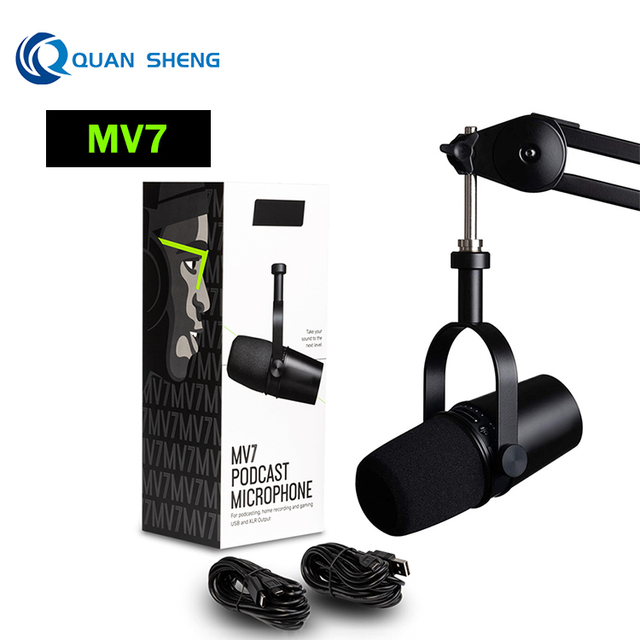 Professional MV7 USB Podcast Microphone XLR Wired Mic for Podcasting Recording Live Streaming Gaming
