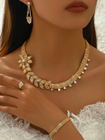 Parures de bijoux plaqué or 17 carats de style ancien, zircon et or indien, pour femmes, haute qualité