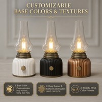 Lampe de table vintage Hurricane à filament LED dimmable, en verre rétro, personnalisable, pour la décoration intérieure et les hôtels