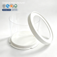 Boîte à gâteau cylindrique ronde en PET, base en papier pliable avec couvercle, boîte d'emballage pour gâteau d'anniversaire ronde de qualité alimentaire avec logo personnalisé