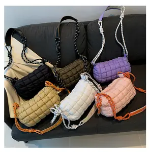 High Quality Sleek Surface Waist Bag Solid Color Thread Cloud Bag Fanny Pack New Design Down Chest Bag