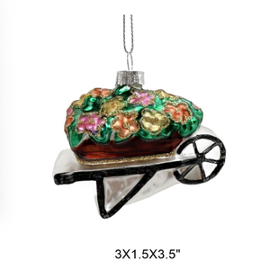 Ornements de Noël en verre inspirés du jardin, un mélange magique de fleurs florales et de <span class=keywords><strong>brouettes</strong></span> pour une décoration festive fantaisiste - Product Image 5