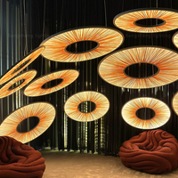 Lustre circulaire moderne en art contemporain, luminaire suspendu LED pour hôtel, club, décoration intérieure de luxe, design créatif en corde, lampe suspendue