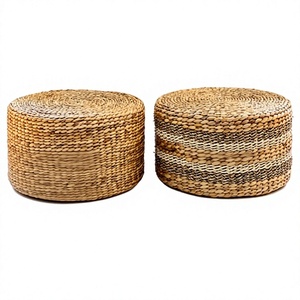 Taburete Otomano de Jacinto de Agua Hecho a Mano en Vietnam, Fibra Natural para Asiento, Reposapiés, Decoración de Interiores, Hoteles, Cafeterías y Hogares - Product Image 3