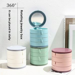 Modern 360 °   Boîte de rangement rotative multicouche en plastique anti-poussière avec miroir pour bijoux – Organisation durable - Product Image 2