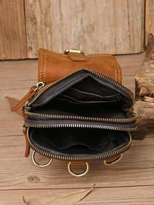 AndoBag Sac banane rétro en cuir Crazy Horse pour homme, sac à bandoulière en cuir de vachette pour téléphone 6,7 pouces, sac messager croisé - Product Image 5