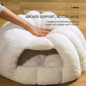 Yurt <b>Cat</b> House Round <b>Plush</b> Warm Polycotton Hand Washable Pet Bed for <b>Cats</b> Soft Interior Dropshipping - Product Image 2