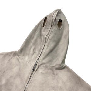 <span class=keywords><strong>Sweat</strong></span>-shirt à capuche <span class=keywords><strong>zippé</strong></span> pour <span class=keywords><strong>homme</strong></span>, style ninja 3D, en coton épais double couche, effet vieilli et délavé, avec balaclava intégrée et épaules tombantes - Product Image 4