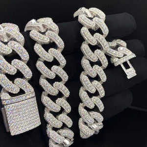 Collier chaîne cubaine inspiré des designers pour hommes, serti de diamants de laboratoire, plaqué or 14 carats, bijoux de luxe hip-hop pour usage quotidien - Product Image 1