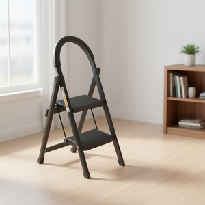 Échelle pliable à 3 marches en acier, capacité de 330 lb, utilisation domestique, conception de verrouillage de sécurité, marches larges antidérapantes - Product Image 2